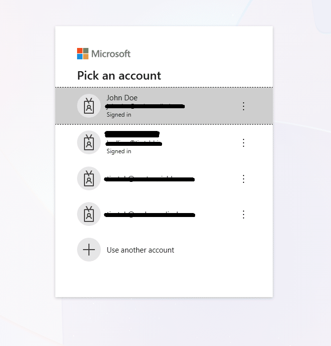 Step 2 — Select account