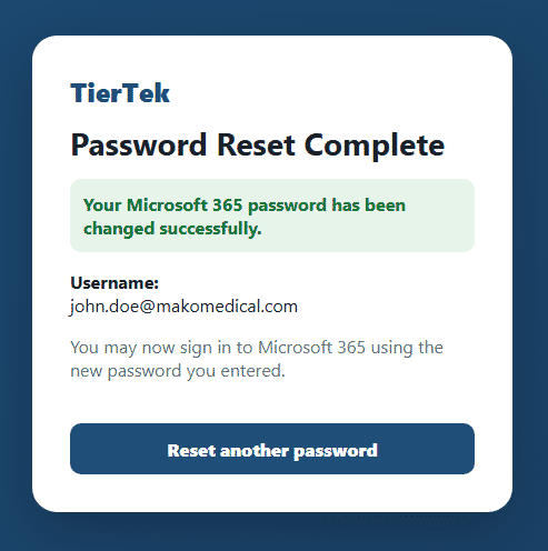Step 6 — Password reset complete